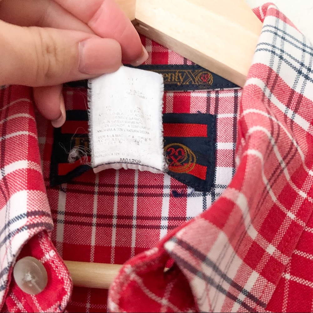 Vintage Twenty X Plaid Button Up Shirt | short sleeves, collared, front pocket - Picture 6 of 8